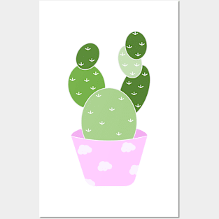 Cute green cactus in a pink pot Posters and Art